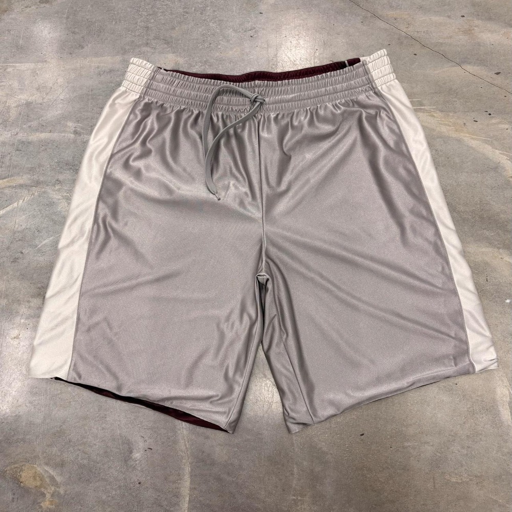 Unbranded Reversible Baggy Basketball Shorts Silver Burgundy Mens XL Y2K